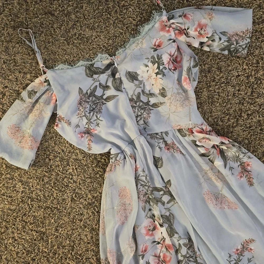 Lulus Floral Chiffon Dress – Light Blue, Size XL - Picture 6 of 6